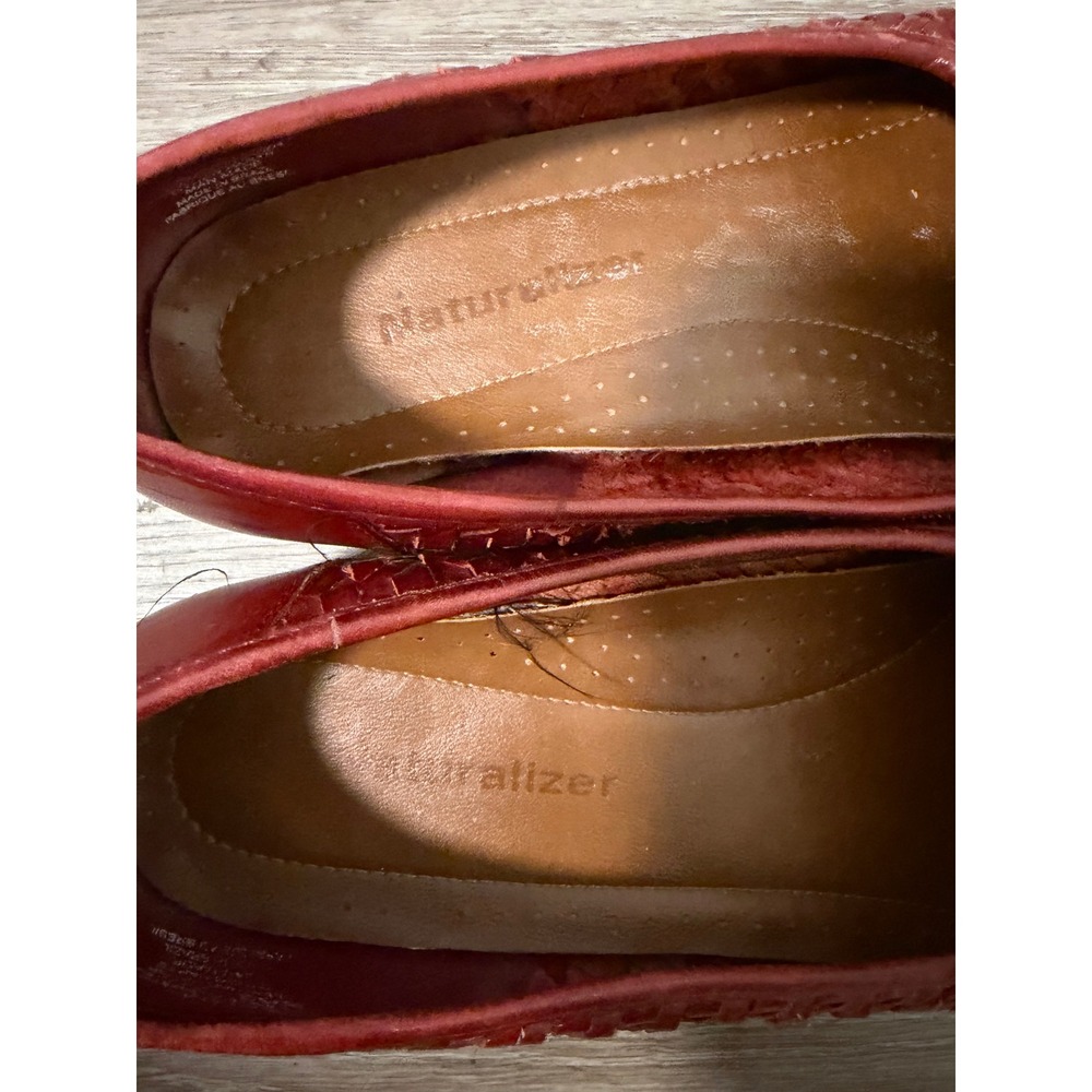 Naturalizer‎ Red Woven Leather LoafersSquare Toe Slip On Flats Brazil Womens 7.5 - Picture 7 of 8